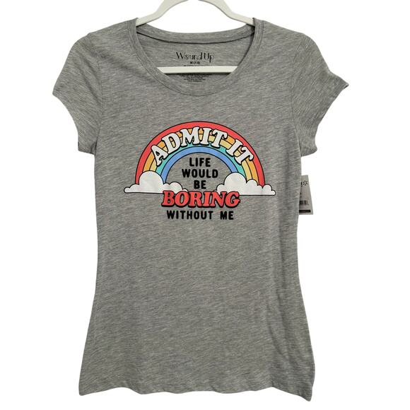 Wound Up New Junior Colorful Rainbow Admit It Boring Life Graphic T Shirt M - Picture 4 of 9